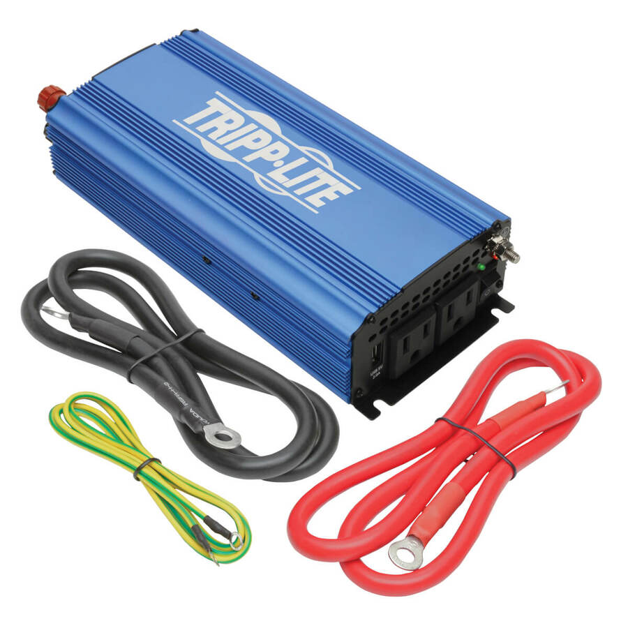Eaton Tripp Lite Series 750W Light-Duty Compact Power Inverter with 2 AC/1 USB - 2.0A/Battery Cables, Mobile