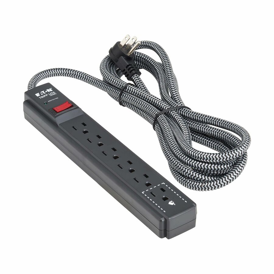 Eaton Tripp Lite Series Protect It! 6-Outlet Surge Protector - 5-15R Outlets, 1200 Joules, 20 ft. (6.1 m) Braided Cord, Black
