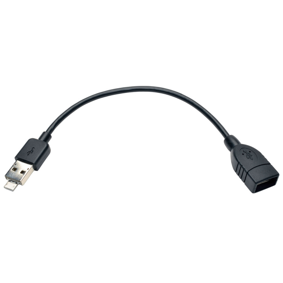 Eaton Tripp Lite Series USB 2.0 OTG Cable with 2-in-1 Connector - Combo A Male + Micro-B Male to A Female, 6-in. (15.24 cm)
