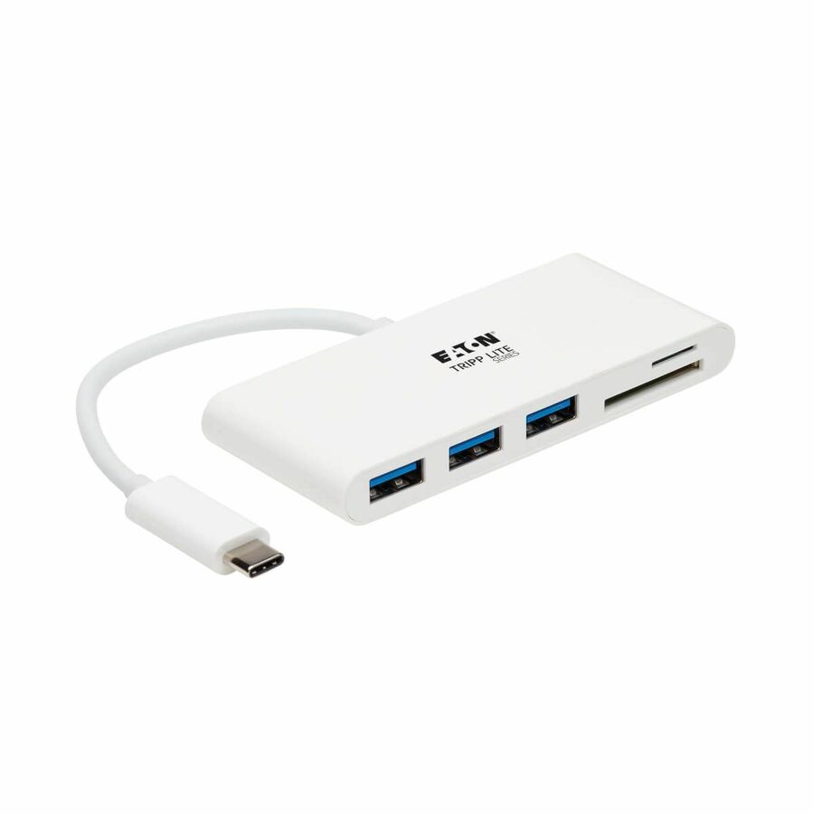 Eaton Tripp Lite Series 3-Port USB-C Hub with Card Reader, USB 3.x (5Gbps) Hub Ports and Card Reader Ports, White