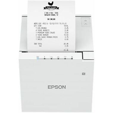 Epson OmniLink TM-m30III Desktop Direct Thermal Printer - Monochrome - Receipt Print - Fast Ethernet - USB - USB Host - Bluetooth 5.0 - IEEE 802.11a/ac/b/g/n Wireless LAN - With Cutter - White