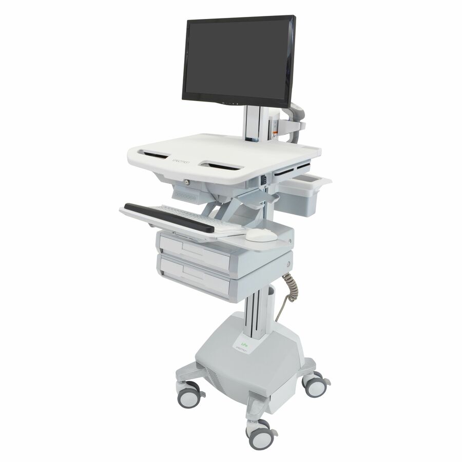 Ergotron StyleView Electric Lift Cart with Pivot, LiFe Powered, 2 Drawers (1x2)