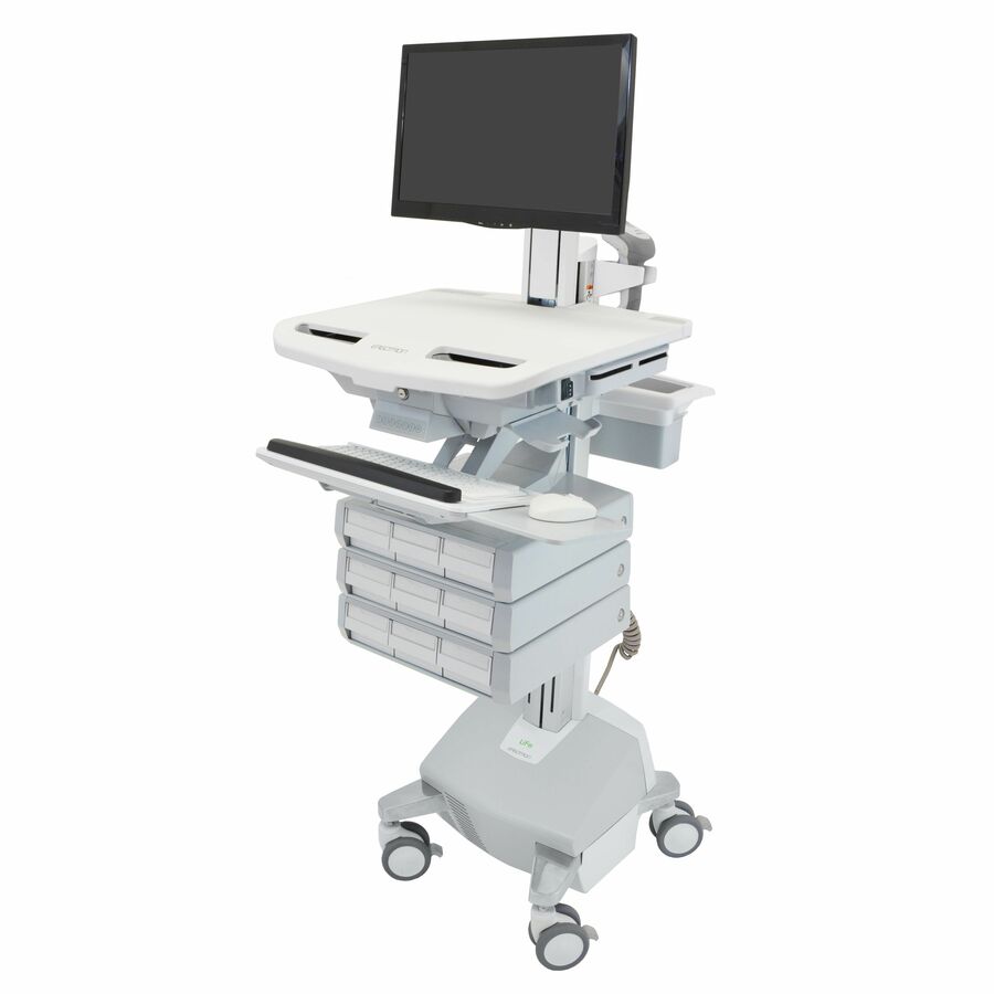 Ergotron StyleView Electric Lift Cart with Pivot, LiFe Powered, 9 Drawers (3x3)