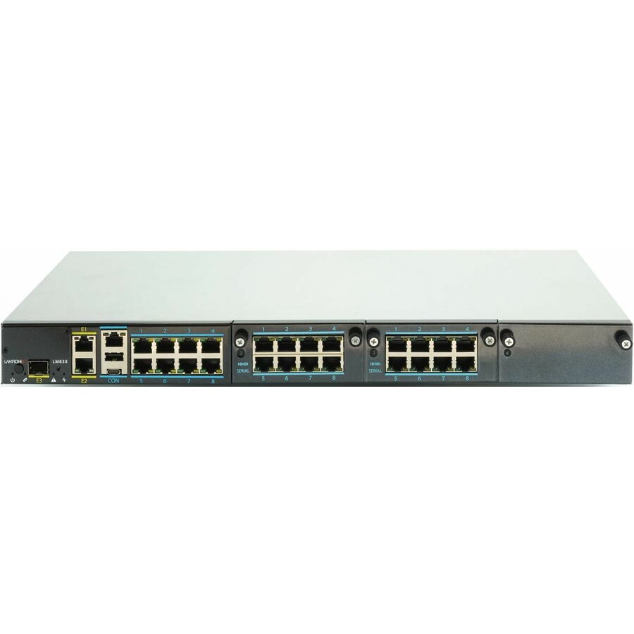 LM83X Console Server with 24 total serial ports, dual DC power