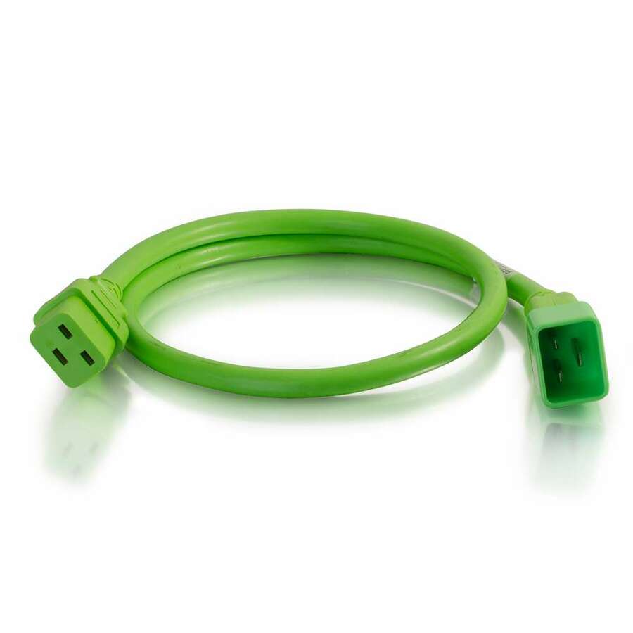 C2G 2ft 12AWG Power Cord (IEC320C20 to IEC320C19) - Green