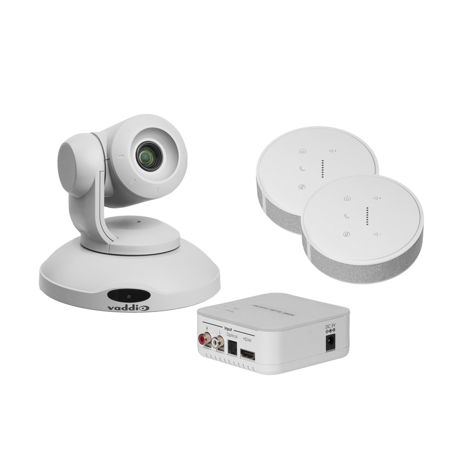 Vaddio ConferenceSHOT AV Conference Camera System - Includes PTZ Camera and Two TableMic Conferencing Microphone - White