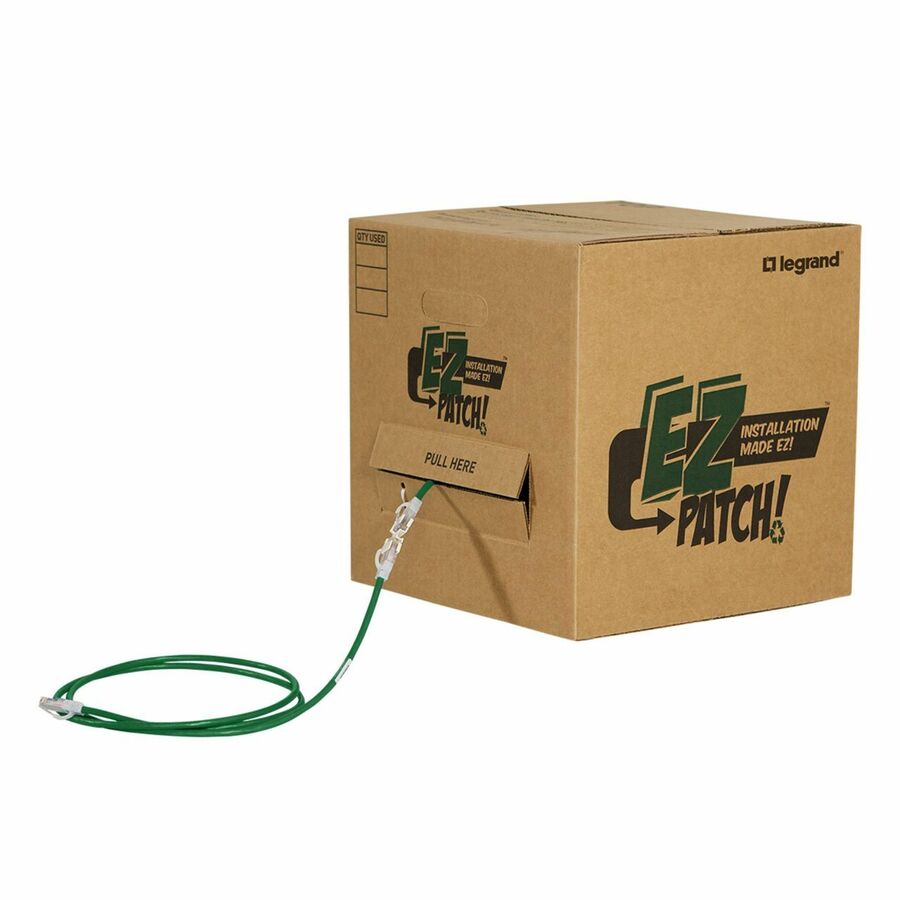 Ortronics EZ Patch Box, CAT6 10ft, Green, Qty 40