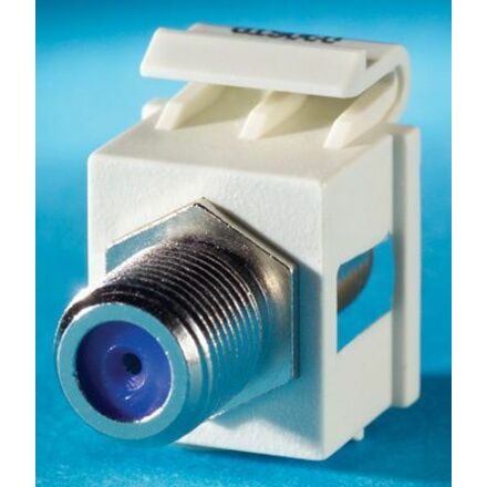 Ortronics F-connector Keystone Module, 180 Degree Exit, F/F, (75 Ohm), Fog White