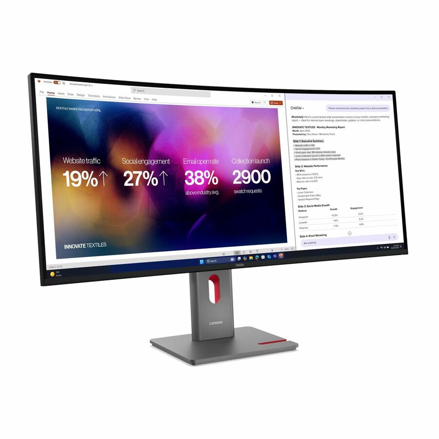 Lenovo ThinkVision P40WD-40 40" Class 5K UHD Curved Screen LED Monitor - 21:9 - Eclipse Black