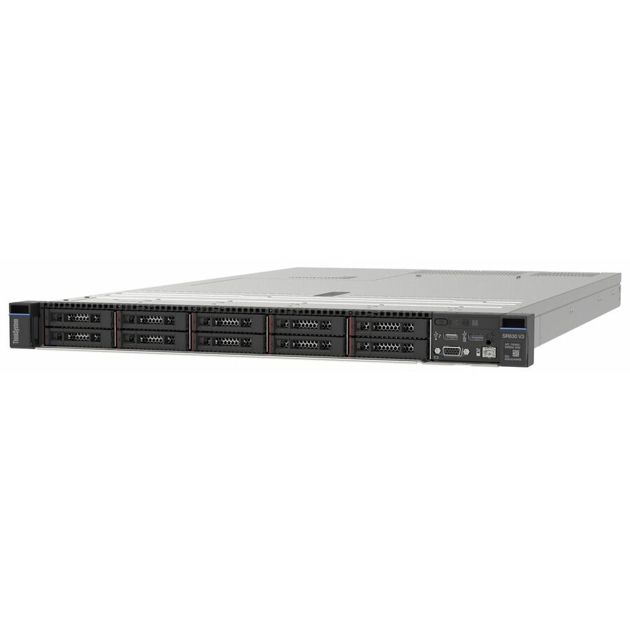 Lenovo ThinkSystem SR630 V3 7D731000NA 1U Rack Server - 1 x Intel Xeon Silver 4410T 2.7 GHz - 64 GB RAM - 5.76 TB SSD - (3 x 1.92TB) SSD Configuration - 12Gb/s SAS Controller - Pre-Configured