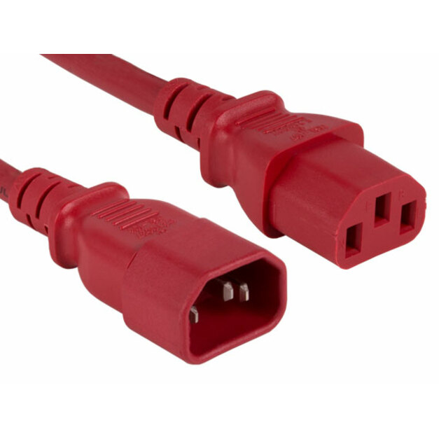 ENET C13 to C14 2ft Red Power Extension Cord / Cable 250V 18 AWG 10A NEMA IEC-320 C13 to IEC-320 C14 2'
