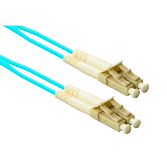 TAA Compliant ENET 10M LC/LC Duplex Multimode 50/125 10Gb OM4 or Better Aqua Laser Optimized Multi-Mode (LOMM) Fiber Patch Cable 10 meter LC-LC Individually Tested