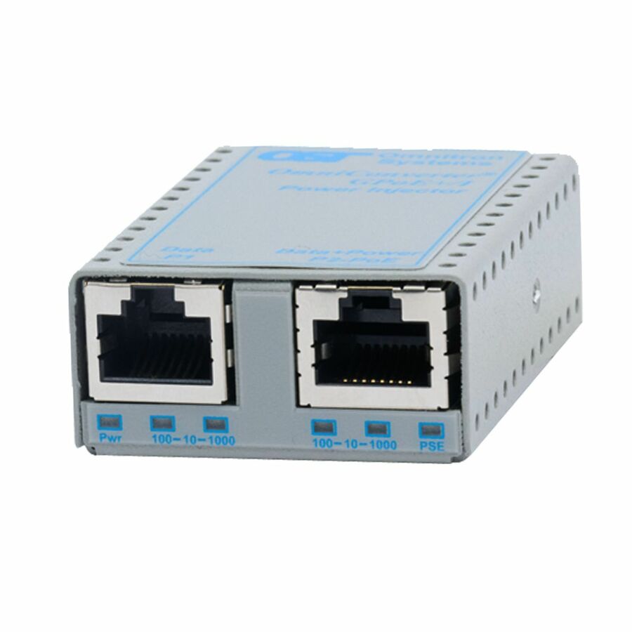 Omnitron Systems OmniConverter GPoE+/I, 1x RJ-45, 1x RJ-45 PoE/PSE, Lifetime Warranty
