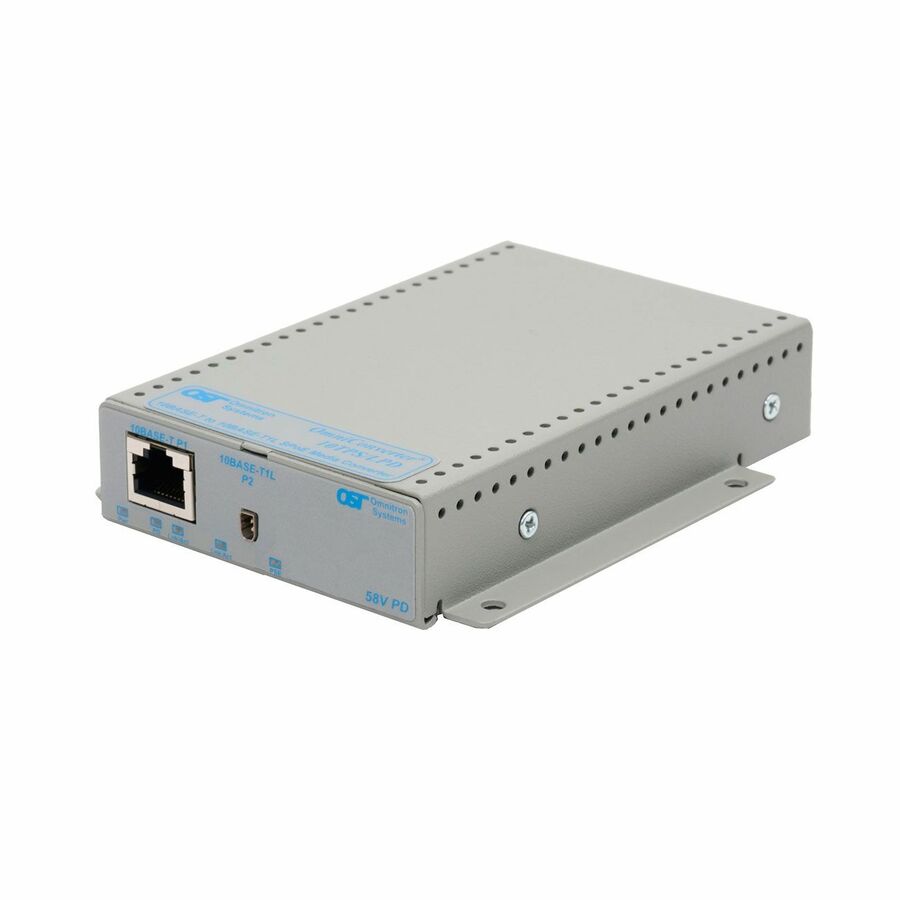 OmniConverter 10T/APS 1 x 10BASE-T RJ-45 and 1 x 10BASE-T1L IEC SPE Jack APS Class A, DC Terminal, Extended Temp