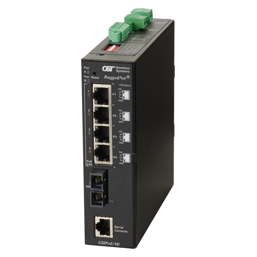 Omnitron Systems RuggedNet Managed Industrial Gigabit High Power 60W PoE, MM SC, RJ-45, Ethernet Fiber Switch