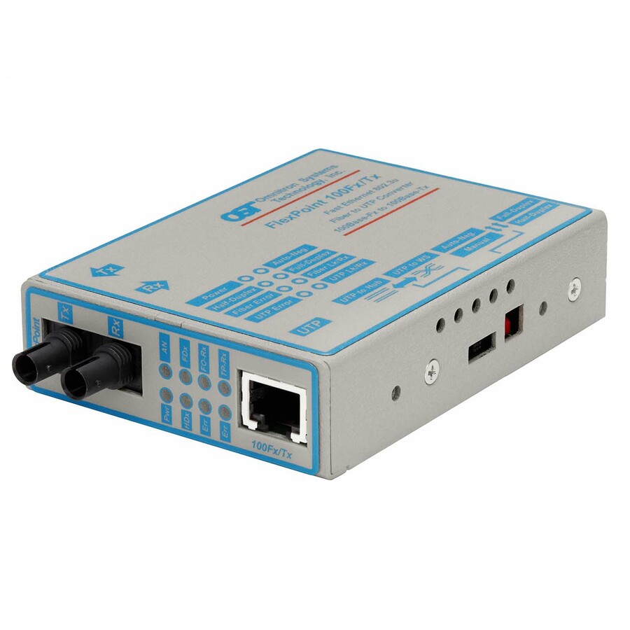 FlexPoint 100Mbps Ethernet Fiber Media Converter RJ45 ST Single-Mode 30km