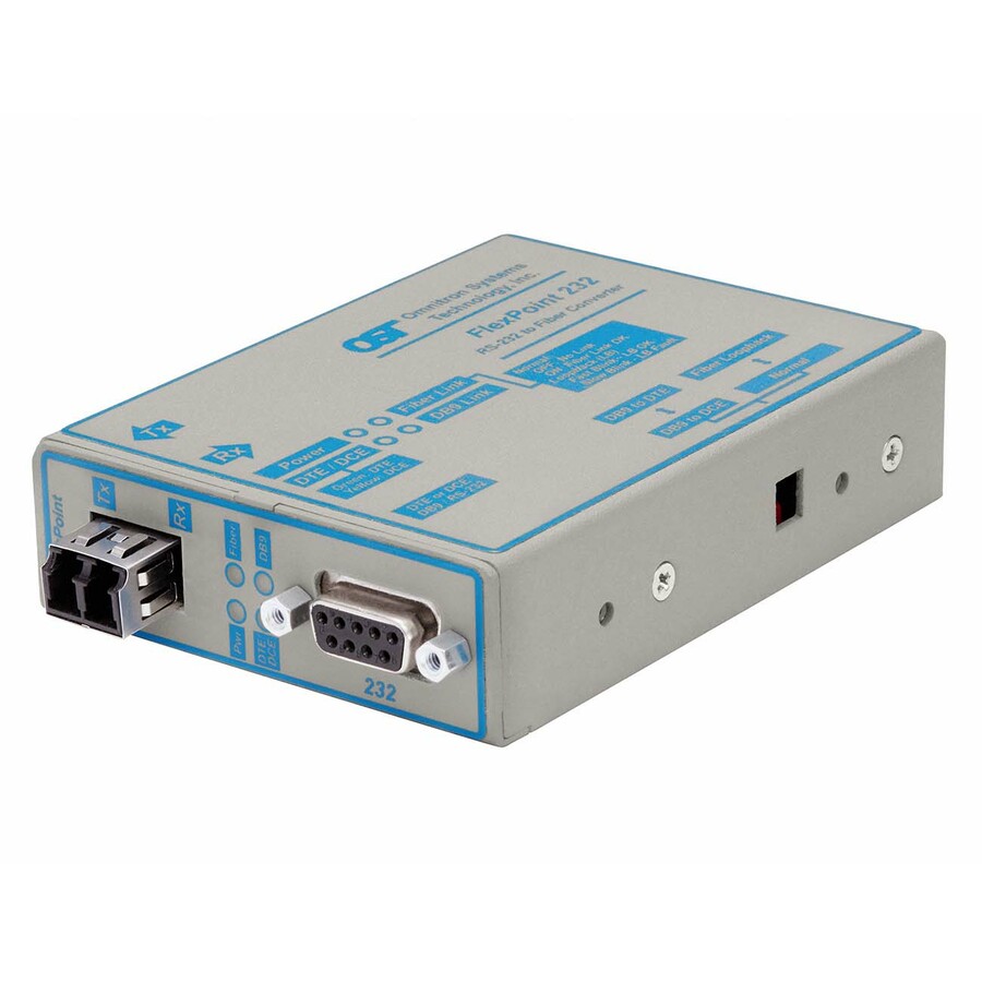 FlexPoint RS-232 Serial Fiber Media Converter DB-9 LC Single-mode 30km