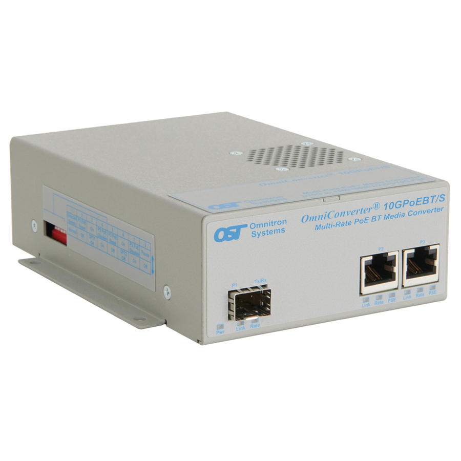 Omnitron Systems OmniConverter 10GPoEBT/S 9192-0-12-9 Transceiver/Media Converter