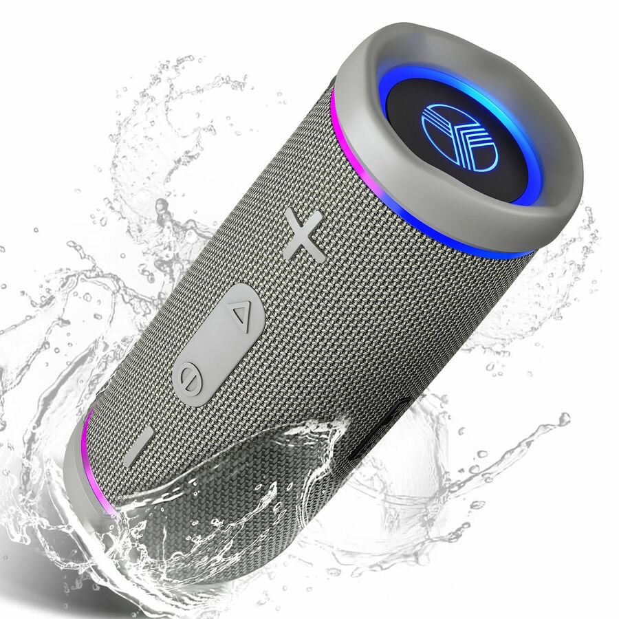 TREBLAB HD77GR - Wireless Bluetooth Speaker - 30W Stereo, 20H Battery, IPX7 Waterproof, TWS Mode, Portable Speaker with RGB Light and Shockproof Body