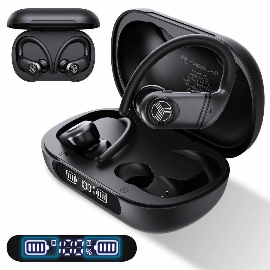 Treblab X4 Wireless Earbuds with Earhooks