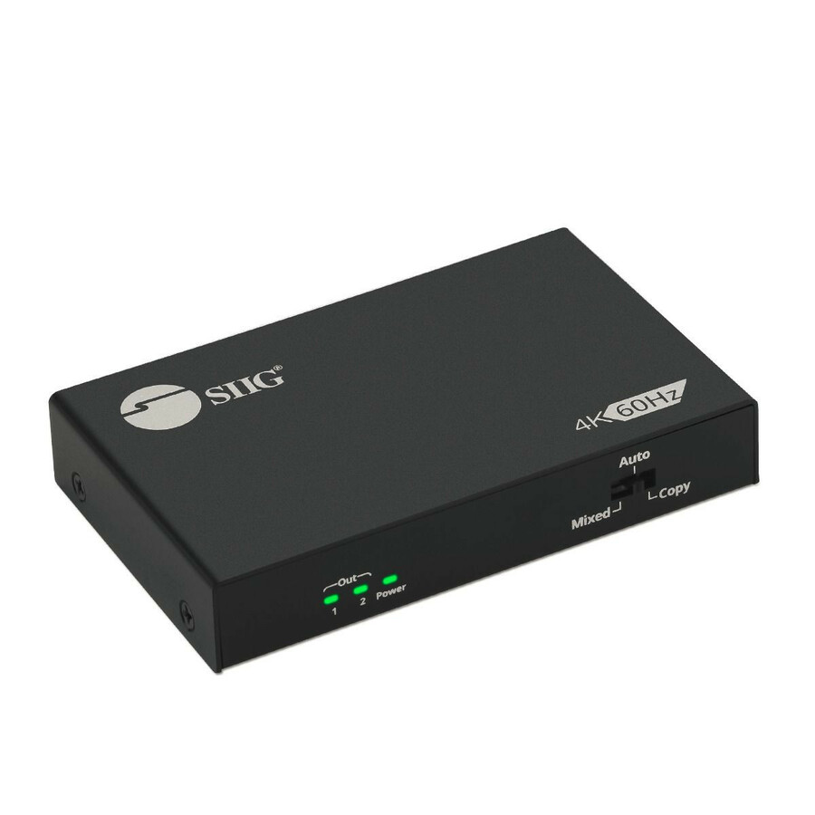 SIIG 2 Port HDMI 2.0 4K @60Hz HDR Splitter with EDID & Downscaler