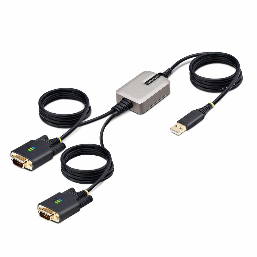 StarTech 13ft (4m) 2-Port USB to Serial Adapter Cable, COM Retention, FTDI, DB9 RS232, Changeable DB9 Screws/Nuts, Windows/macOS/Linux