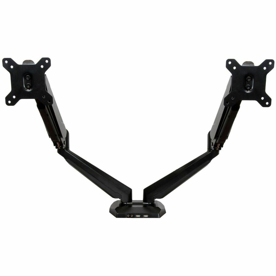 StarTech Desk Mount Dual Monitor Arm with USB & Audio, Desk Clamp Ergonomic VESA Mount for up to 32" (17.6lb/8kg) Displays, Black