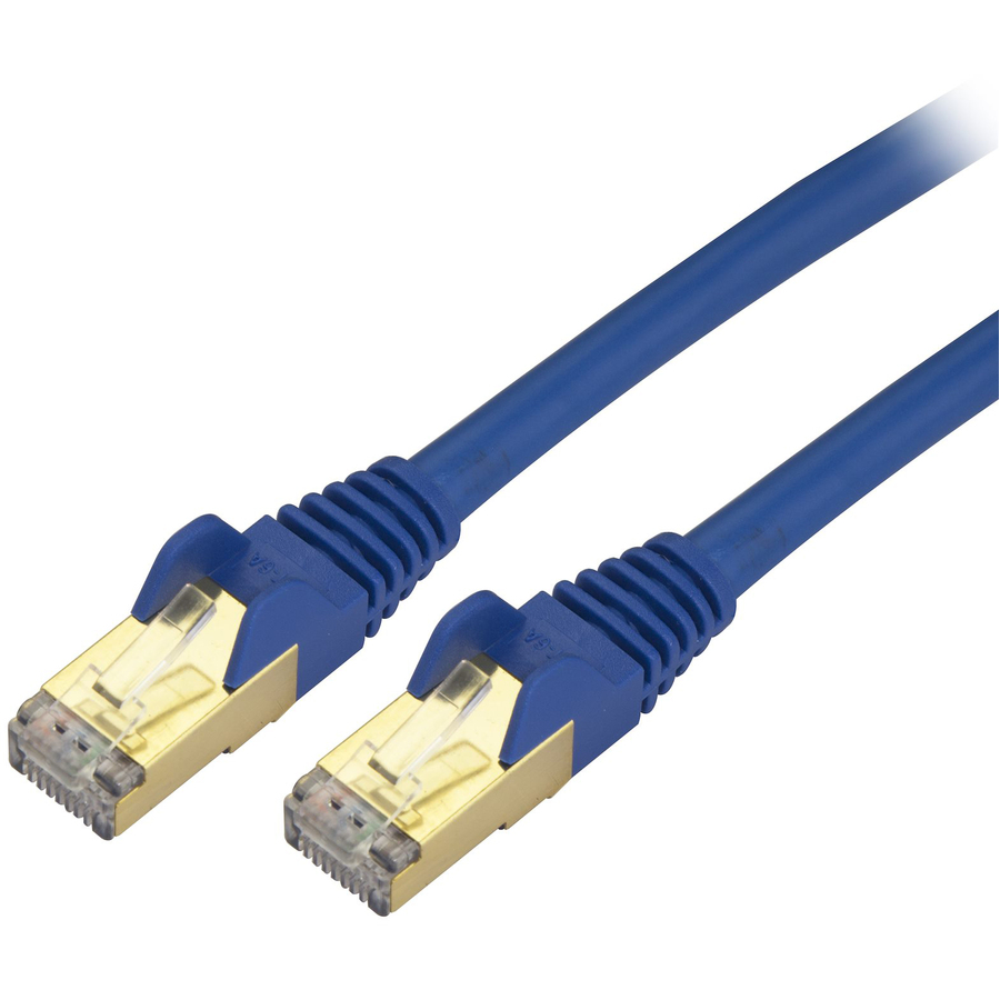 StarTech 2ft CAT6a Ethernet Cable - 10 Gigabit Category 6a Shielded Snagless 100W PoE Patch Cord - 10GbE Blue UL Certified Wiring/TIA