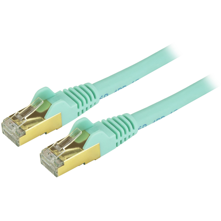 StarTech 5ft CAT6a Ethernet Cable - 10 Gigabit Category 6a Shielded Snagless 100W PoE Patch Cord - 10GbE Aqua UL Certified Wiring/TIA