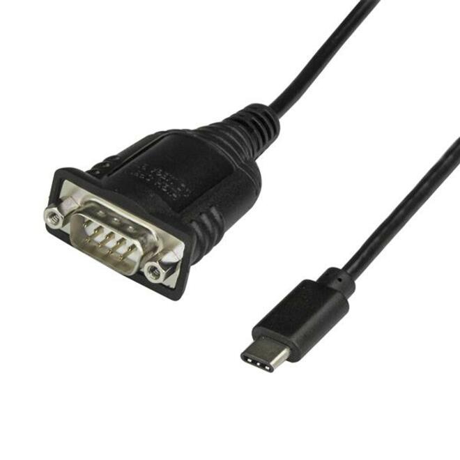 StarTech USB C to Serial Adapter Cable with COM Port Retention, 16" (40cm) USB Type-C to RS232 DB9 Converter Cable, Windows/Mac/Linux