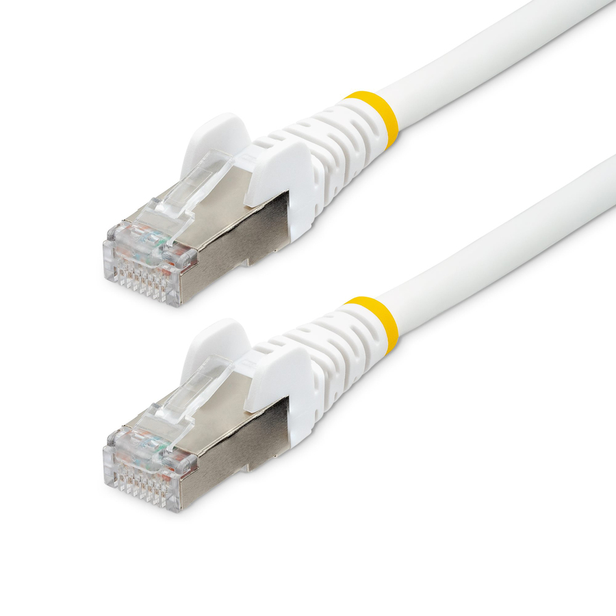 StarTech 6ft CAT6a Ethernet Cable, White Low Smoke Zero Halogen (LSZH) 10 GbE 100W PoE S/FTP Snagless RJ-45 Network Patch Cord