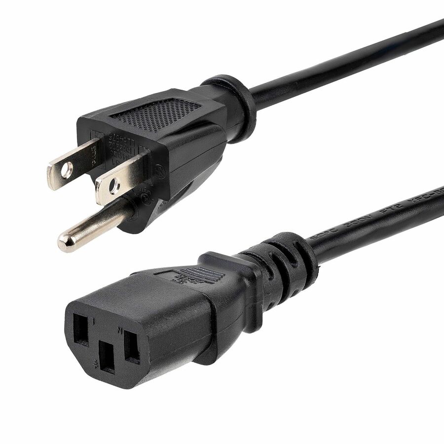 StarTech 20ft (6m) Computer Power Cord, NEMA 5-15P to C13, 10A 125V, 18AWG, Black Replacement AC PC Power Cord, TV/Monitor Power Cable