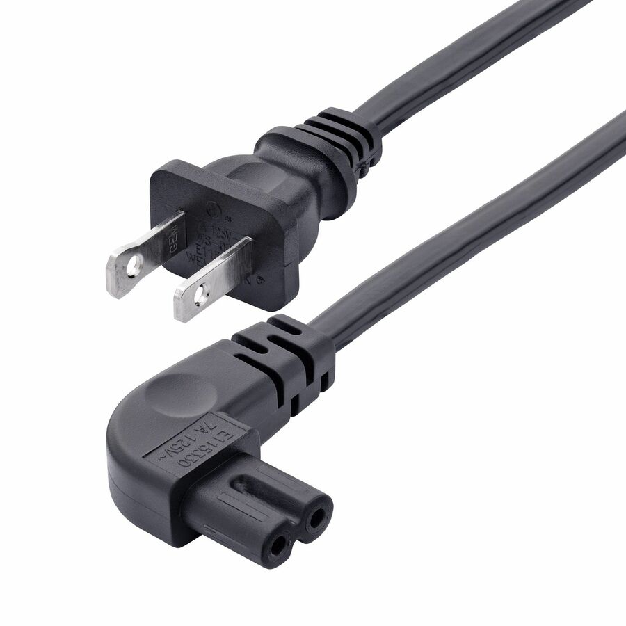 StarTech 10ft (3m) Laptop Power Cord, NEMA 1-15P to Right Angle C7, 7A 125V, 18AWG, Replacement Laptop Charger Cable, UL Listed, TAA