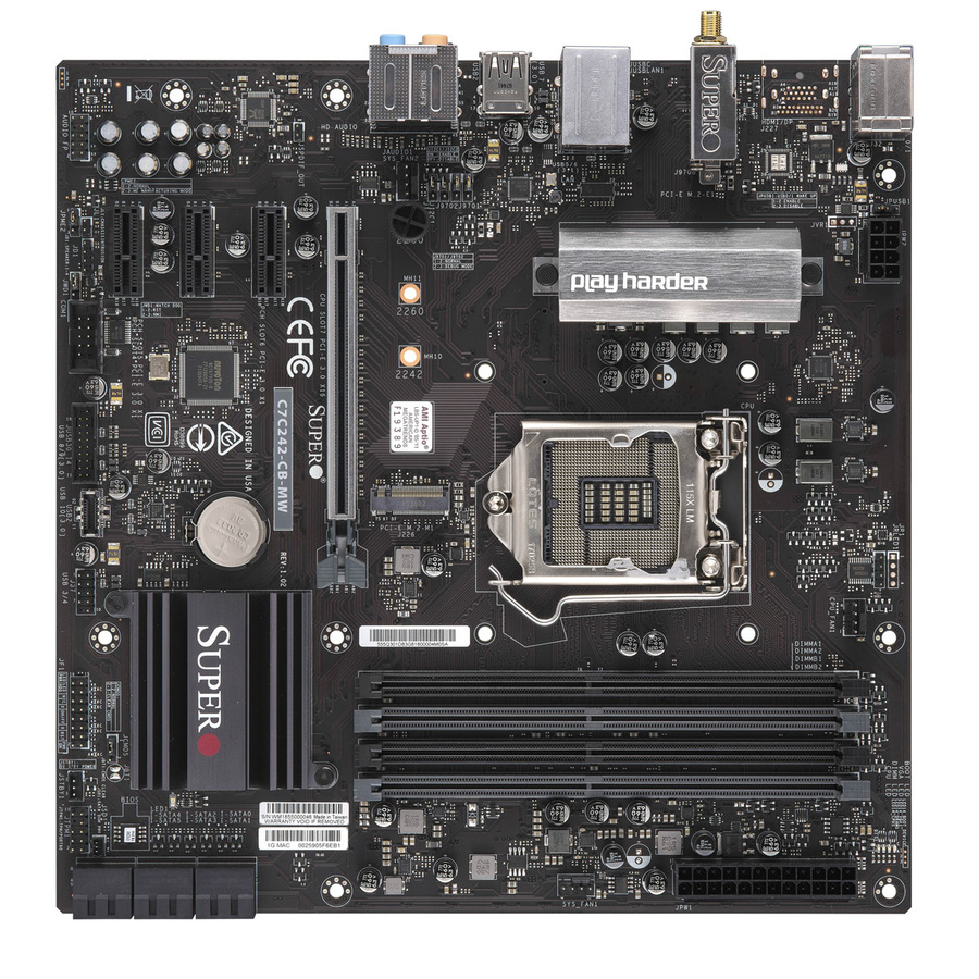 Supermicro C7C242-CB-MW Desktop Motherboard - Intel C242 Chipset - Socket H4 LGA-1151 - Micro ATX