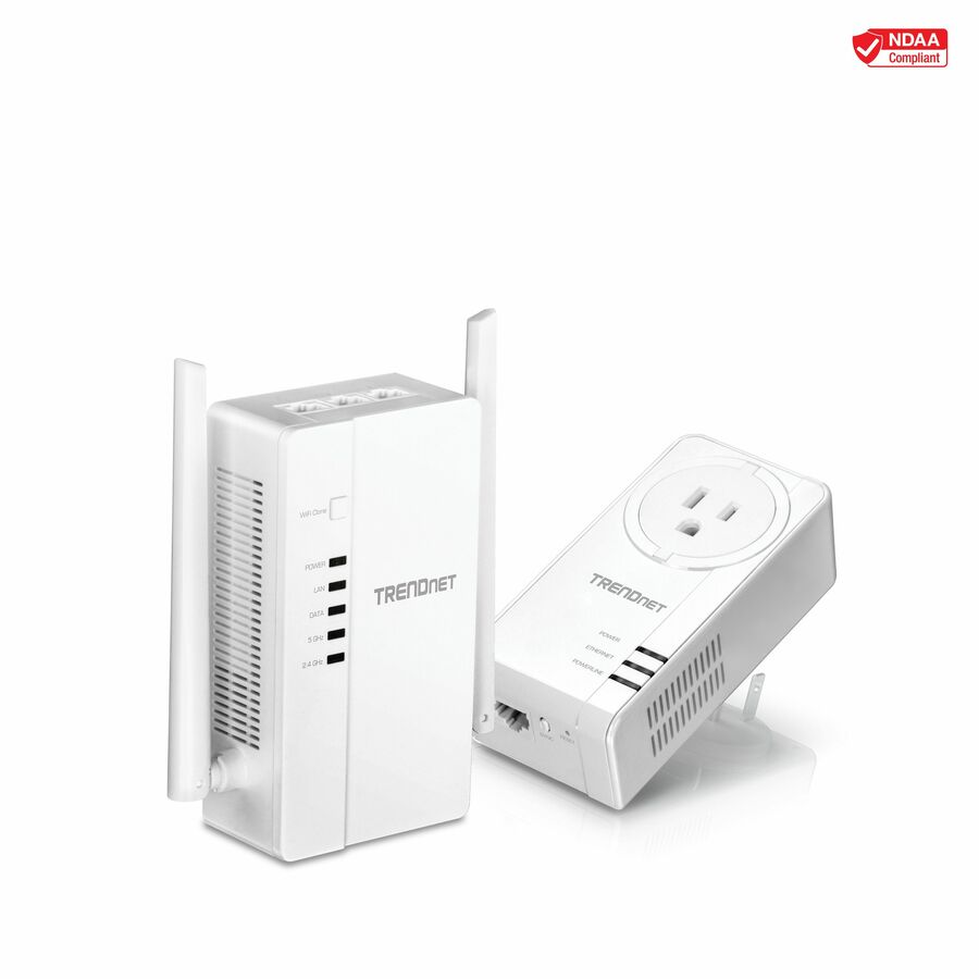 TRENDnet Wi-Fi Everywhere Powerline 1200 AV2 Dual-Band AC1200 Wireless Access Point Kit, Includes 1 x TPL-430AP And 1 x TPL-423E, 3 x Gigabit Ports, Easy Installation, White, TPL-430APK
