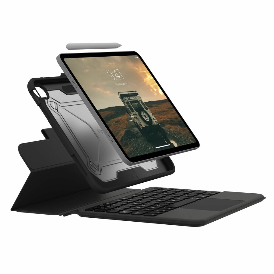 Urban Armor Gear Rugged Keyboard/Cover Case (Folio) for 10.9" Apple iPad (11th Generation), iPad (10th Generation) Tablet, Apple Pencil, Stylus - Black, Ash