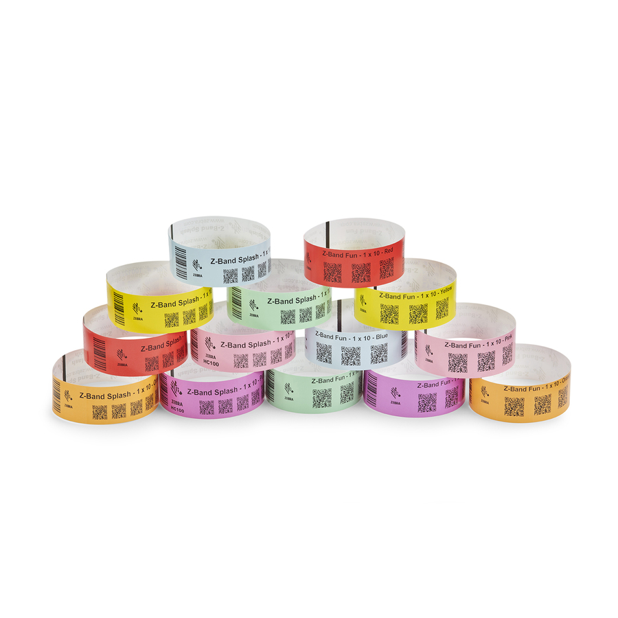 Zebra Wristband Polypropylene 1 x 10in Direct Thermal Zebra Z-Band Fun Green 1 in core